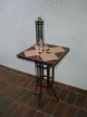 Art Deco Red & Cream Pinwheel Pattern Tile Top Wrought Iron Drink Table 1930s Art Deco photo 4