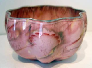 Wardle Art Deco Pottery Bowl Pink Wavy Design photo