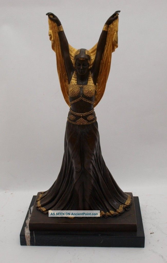 Lady Dancer Chiparus Marble Sculpture Art Deco Bronze 