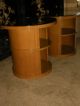 Art Deco Sycamore Wood Side Cabinets End Tables Two Tier Glass Tops Round 1900-1950 photo 9