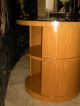 Art Deco Sycamore Wood Side Cabinets End Tables Two Tier Glass Tops Round 1900-1950 photo 2