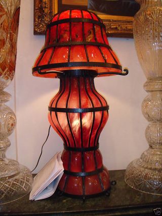 Gorgeous Art Deco Table Lamp Encased In Wrought Iron photo