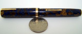 Gorgeous Rare Blue & Gold Waterman Ideal Deluxe Lady Patricia Fountain Pen Wow photo