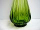 Vtg Retro Art Deco Ribbed Emerald Green Blown Glass Lava Flame Vase 21 - 1/2” Tall Art Deco photo 2