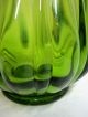 Vtg Retro Art Deco Ribbed Emerald Green Blown Glass Lava Flame Vase 21 - 1/2” Tall Art Deco photo 4