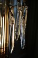 Antique Artdeco Cranberry Glass Waterfall Crystal Prism Table Lamps Etched Glass Art Deco photo 9