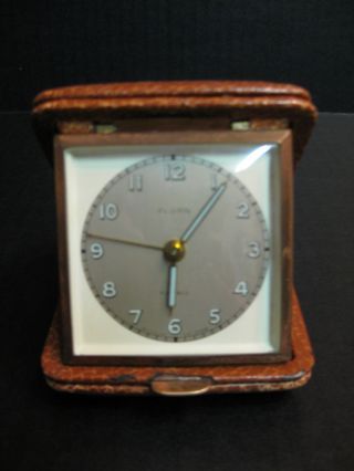 Antique Travel Clock 1940 ' S ( ((florn Germany U.  S.  Zone)) ) Works Perfectly photo