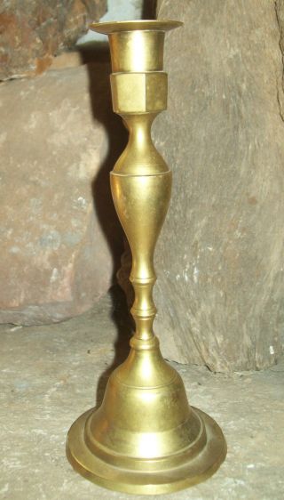 Early Antique Solid Brass Candlestick Candle Holder Bell Shape Deco Era photo