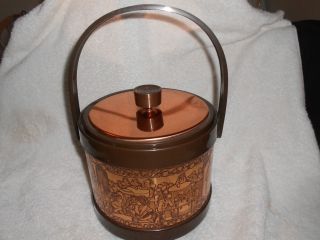 Vintage Atapco Copper Ice Bucket With Handle Excellent Cond 1950 ' S Collectible photo