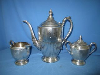 Antique1883 F.  B.  Rogers (w/crown) Silverplate Coffee/tea Set 2312 photo