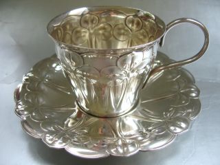 Stunning Art Nouveau Jugendstil Wmf Silver Plated Cup & Saucer photo