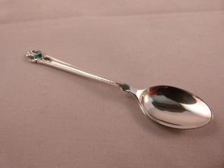 Stunning And Rare Liberty & Co Enamelled Silver Art Nouveau Tea Spoon. photo