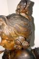 Largeantique Art Nouveau Period Bronze Bust Signed E.  Villanis 1890 ' S Metalware photo 5