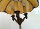 Vintage Antique Slag Glass Brass/bronze Lamp 3 Light Ornate Table Lamp Art Nouveau photo 4