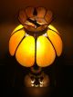 Vintage Antique Slag Glass Brass/bronze Lamp 3 Light Ornate Table Lamp Art Nouveau photo 5