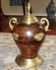 Vintage Art Nouveau Brass / Bronze Enamel Urn / Vase W/ Lid Antique Estate Metalware photo 1