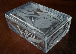 Art Nouveau Vintage Glass Trinket Box photo