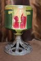 Art Nouveau Majolica Kerosene Oil Lamp Ca.  With Cast Iron Base Art Nouveau photo 1