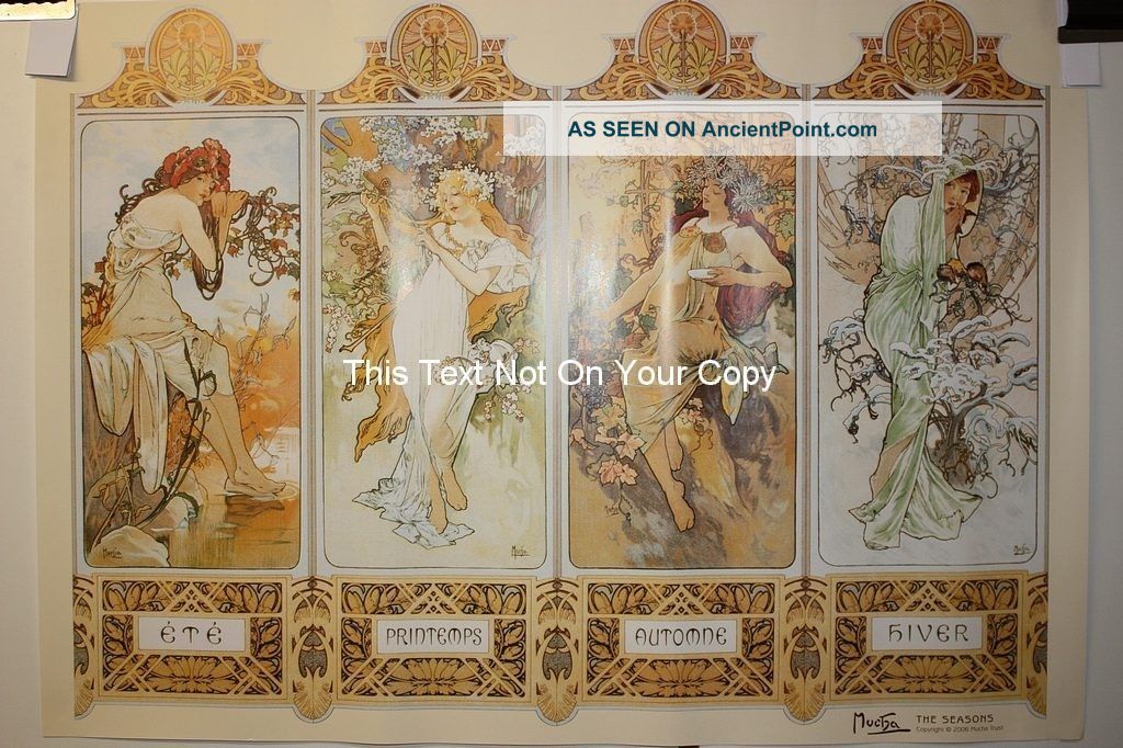 New Alphonse Mucha 4 Four Seasons Poster Art Nouveau Summer Autumn Winter Spring Art Nouveau photo