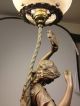 Antique Bronze Lady Figural Newel Post Lamp 