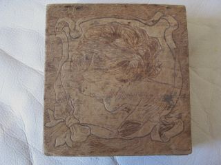 Antique Victorian Art Nouveau Gibson Girl Pyrography Flemish Art Wood Box 1919 photo