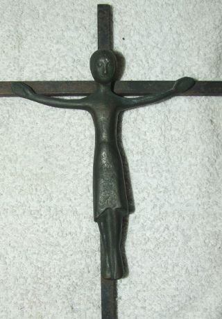 Antique Religious Art Nouveau Bronze Jesus Wall Crucifix,  Artist Signed photo