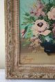Broggi Artist Signed Antique Oil On Board Painting Flowers In Vase Ornate Frame Art Nouveau photo 2