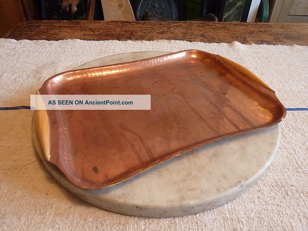 Antique Art Nouveau Copper Handbeaten Tray Art Nouveau photo