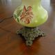 Antique Or Vintage Handpainted Floral Milk Glass Cast Iron Base Parlor Lamp Lamps photo 4