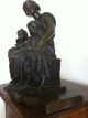 Antique Bronze Sculpture Anna Carrier Of Classical Woman & Children Signed Art Nouveau photo 2
