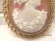 Large Victorian - Edwardian 14k Gold Shell Cameo Brooch Pendant Of 