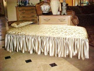 Hollywood Regency Gorgeous Silk Long Bench Italian Gilt photo