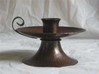 Vintage Roycroft Arts & Crafts Hammered Copper Candle Holder Candlestick V Clean photo