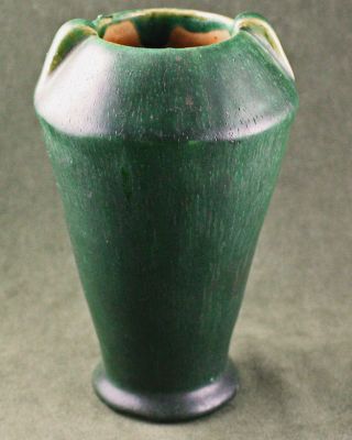 Fine Antique Arts & Crafts Mission Matte Green Pottery Vase Early 1900s Unmarked photo