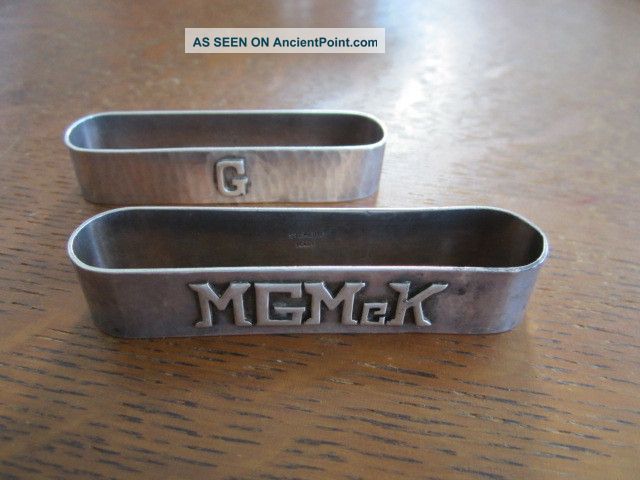 Two Sterling Silver Signed Kalo - Arts & Crafts Napkin Ring Holders Nr Other photo