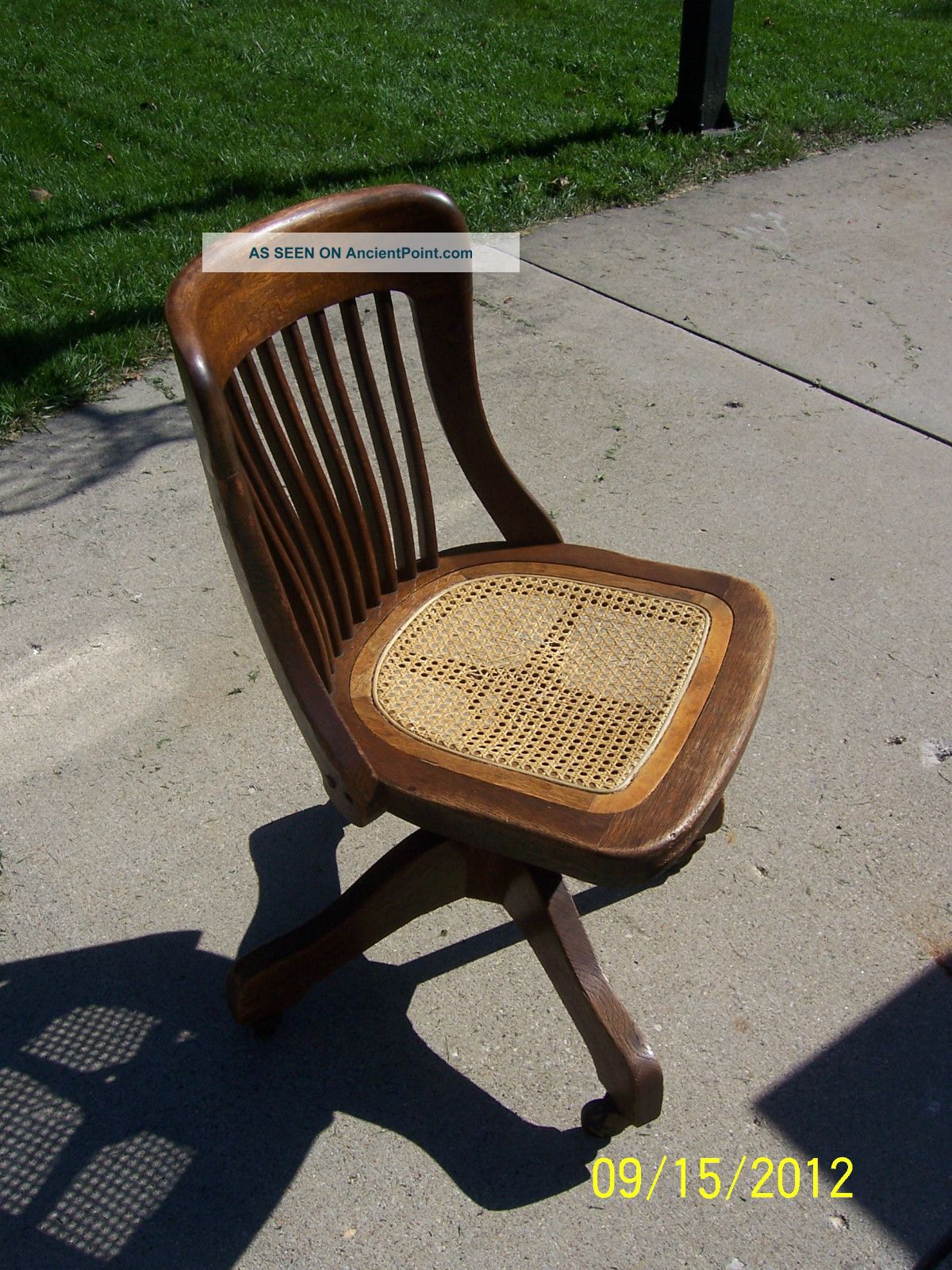 Antique Office Chair Circa 1914 - Mission Oak Slat Back Style 1900-1950 photo