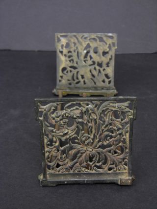 Late 19th Early 20th C Sliding Brass Bookends,  Mythical Scene Or Fairy Tale photo
