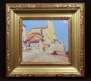 Antique Ernest David Roth Impressionist Oil Painting Castle Antibes France photo