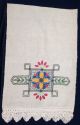 Spectacular Arts & Crafts Embroidered Linen Table Runner Crochet Trim Unused Arts & Crafts Movement photo 1
