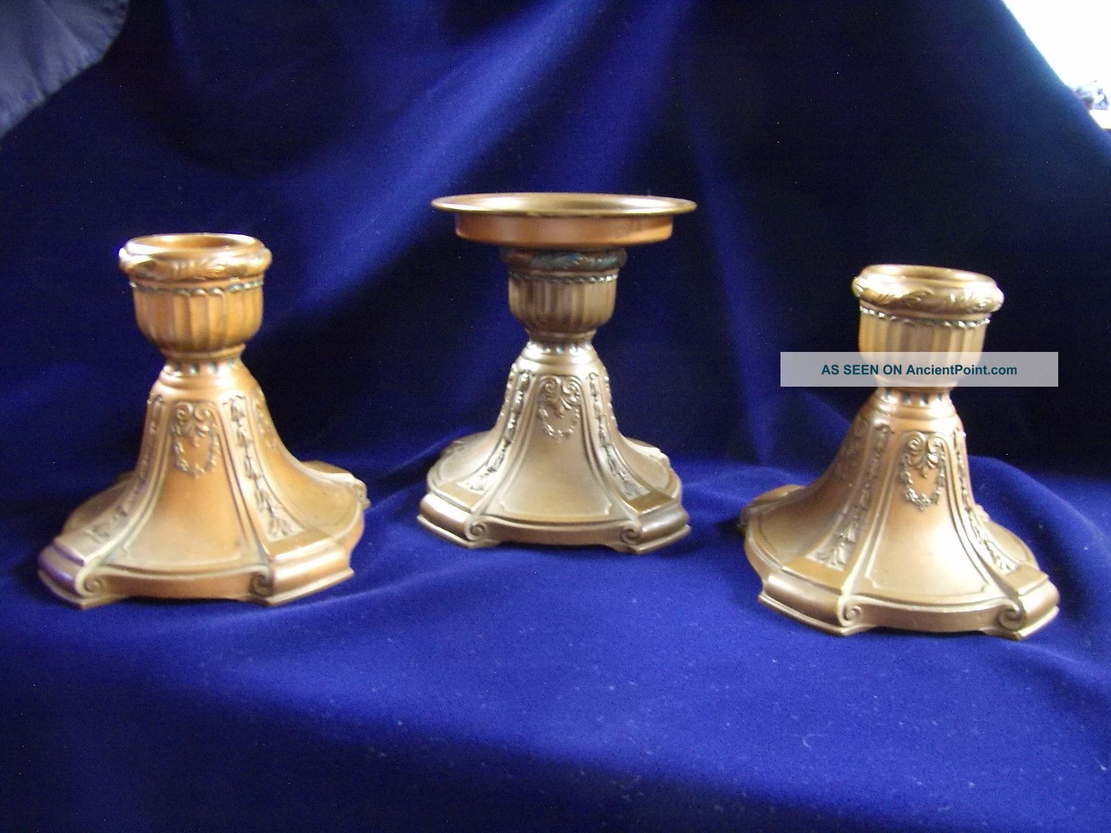 Antique Benedict Studios Heavy & Handsome Karnak Console Set Candlesticks Arts & Crafts Movement photo