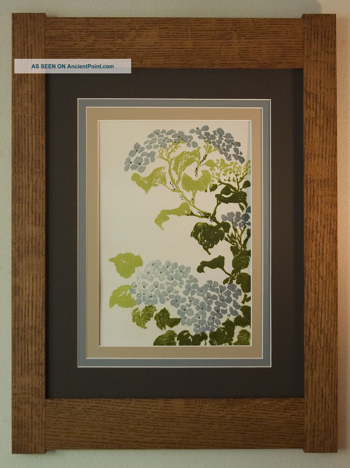 Mission Style Bungalow Quartersawn Oak Arts & Crafts Framed Print - Hydrangea Arts & Crafts Movement photo