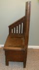 Vintage Mission - Arts & Crafts - Gothic Solid Oak Chair - Underneath Storage 1900-1950 photo 3