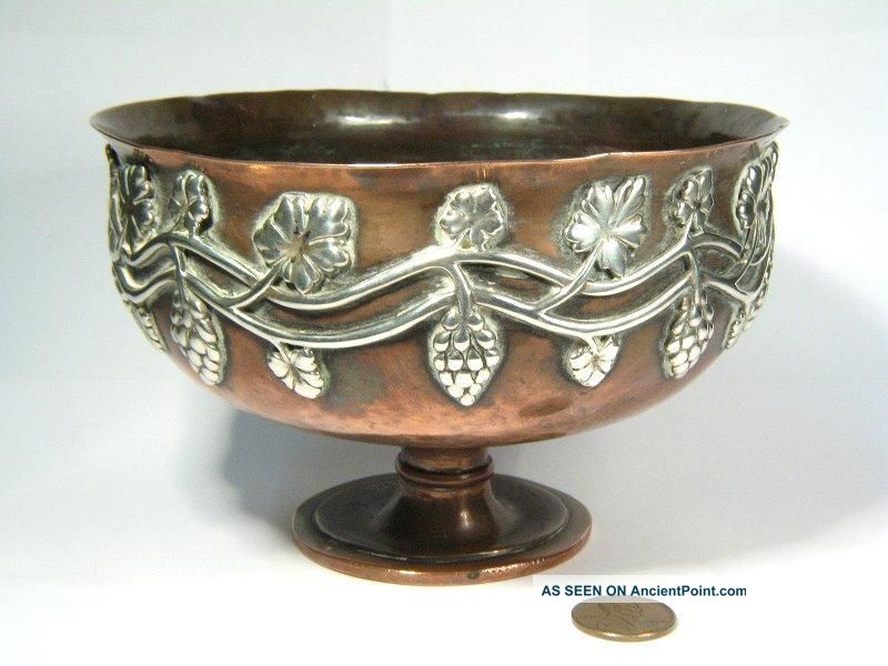 Antique Arts Crafts Copper Silver Bowl Duchess Sutherland ' S Cripples Guild C1910 Metalware photo