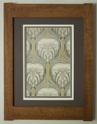Mission Style Quartersawn Oak Arts & Crafts Framed Print - Nouveau Lillies I photo