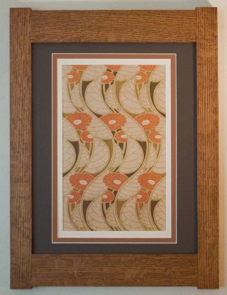 Mission Style Bungalow Quartersawn Oak Arts & Crafts Framed Print - Nouveau Poppy photo
