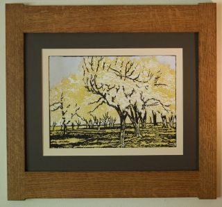 Mission Style Bungalow Quartersawn Oak Arts & Crafts Framed Print - Pear Blossoms photo