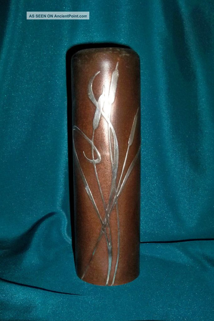 Fabulous Arts & Crafts Heintz Sterling On Bronze Cattails 10 