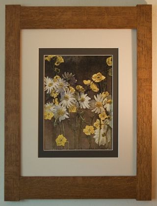 Mission Style Bungalow Quartersawn Oak Arts & Crafts Framed Print - Buttercups photo