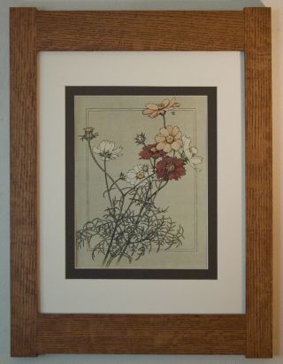 Mission Style Bungalow Quartersawn Oak Arts & Crafts Framed Print - Asters photo