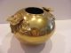 Fab Antique Brass Nouveau Arts & Crafts Vase W 2 Hibiscus Flower Handles Metalware photo 5